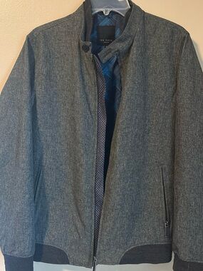 Ted Baker Men’s Gray Bomber Jacket with Navy Lining Size Small